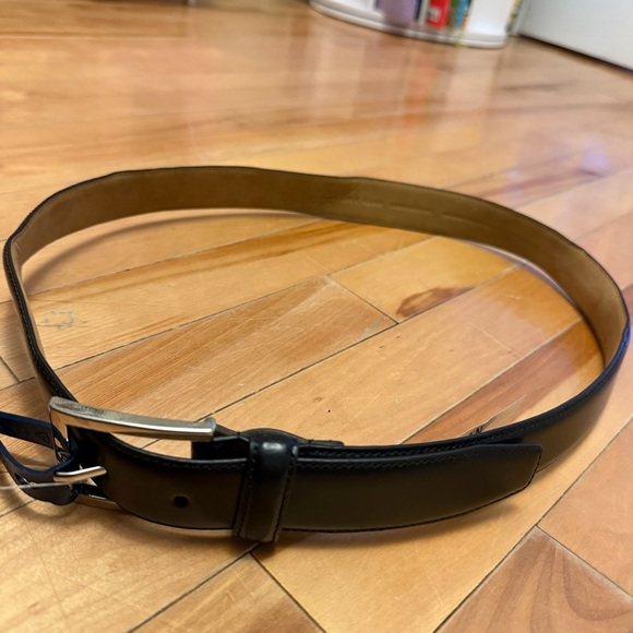 Cole Haan Black Leather Belt with Silver Buckle - Picture 2 of 8